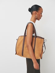 Tan Brown N.Premium Oversized Suede Shoulder Bag - Image 4 of 5