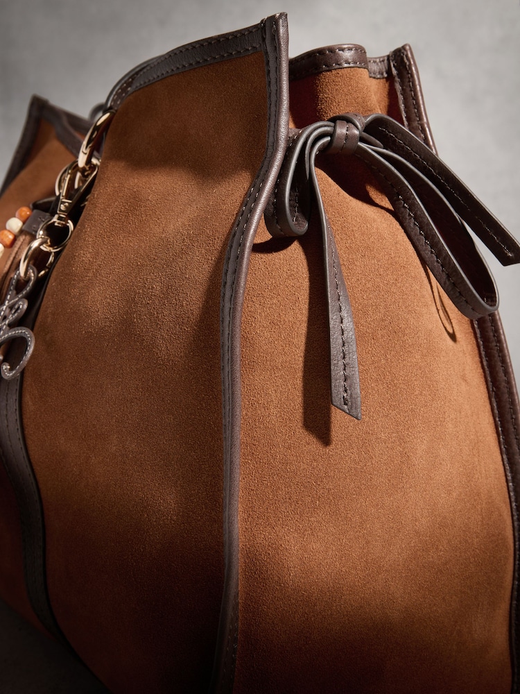 Tan Brown N.Premium Oversized Suede Shoulder Bag - Image 5 of 5