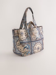 Cream Map Print Canas Shoulder Bag - Image 4 of 8