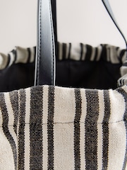 Black/White Drawstring Stripe Shoulder Bag - Image 8 of 9