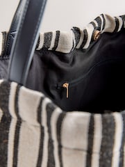 Black/White Drawstring Stripe Shoulder Bag - Image 9 of 9