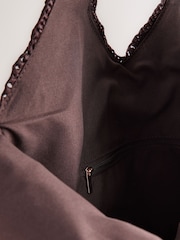 Chocolate Brown Raffia Effect Shoulder Bag - Image 7 of 9