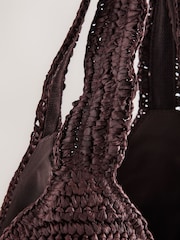 Chocolate Brown Raffia Effect Shoulder Bag - Image 9 of 9