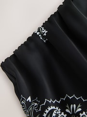 Black Bandana Print Satin Midi Skirt With Lace Trim - Image 6 of 7