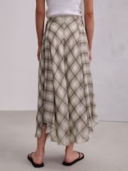 Neutral/Brown Check Godet Midi Skirt - Image 4 of 8