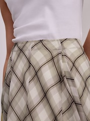 Neutral/Brown Check Godet Midi Skirt - Image 5 of 8