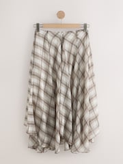 Neutral/Brown Check Godet Midi Skirt - Image 6 of 8