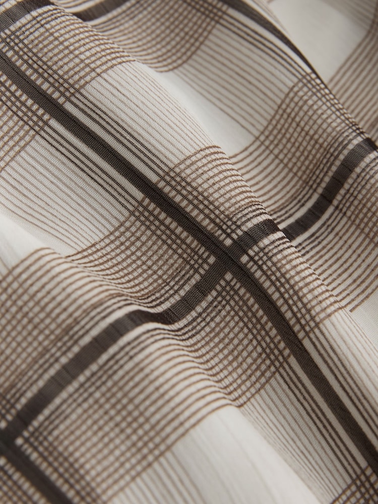 Neutral/Brown Check Godet Midi Skirt - Image 8 of 8 Neutral/Brown Check Godet Midi Skirt - Image 8 of 8
