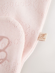 Baker by Ted Baker Pink Pointelle Wrap-Over Sleepsuit & Hat Set - Image 6 of 9