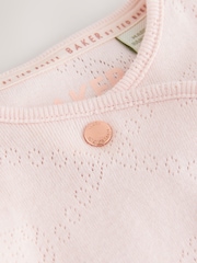 Baker by Ted Baker Pink Pointelle Wrap-Over Sleepsuit & Hat Set - Image 7 of 9