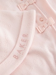 Baker by Ted Baker Pink Pointelle Wrap-Over Sleepsuit & Hat Set - Image 8 of 9