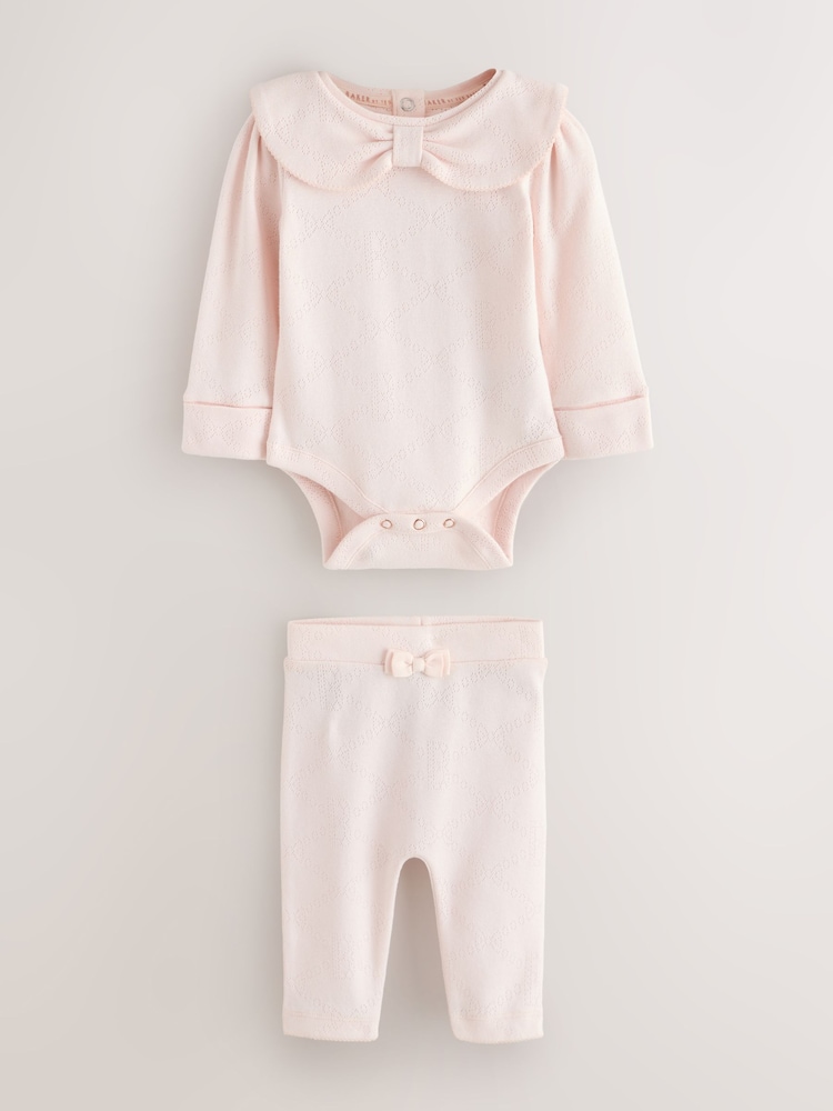Baker by Ted Baker Pointelle Bow Bodysuit & Legging Set 2 Piece - Image 1 of 7 Baker by Ted Baker Pointelle Bow Bodysuit & Legging Set 2 Piece - Image 1 of 7
