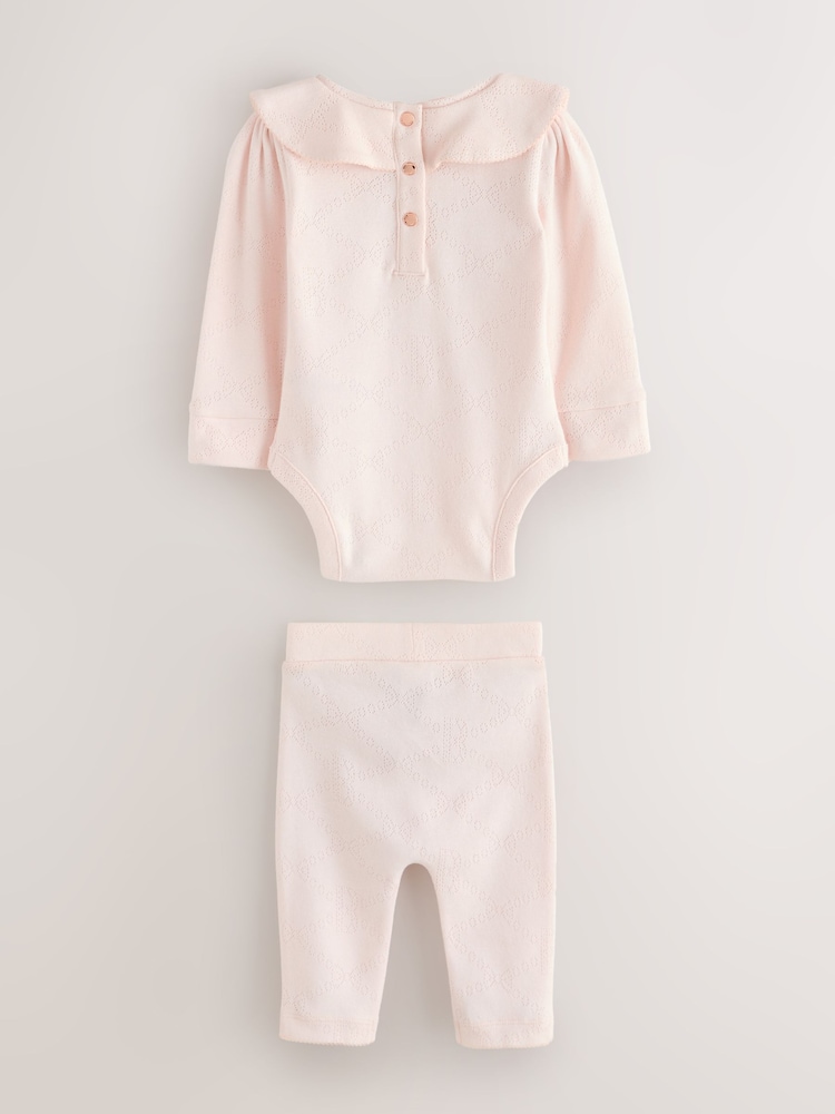 Baker by Ted Baker Pointelle Bow Bodysuit & Legging Set 2 Piece - Image 2 of 7 Baker by Ted Baker Pointelle Bow Bodysuit & Legging Set 2 Piece - Image 2 of 7
