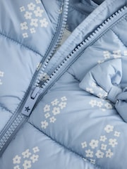 Blue Floral Shower Resistant Fleece Lined Padded Coat (3mths-7yrs) - Image 10 of 11