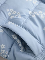 Blue Floral Shower Resistant Fleece Lined Padded Coat (3mths-7yrs) - Image 11 of 11