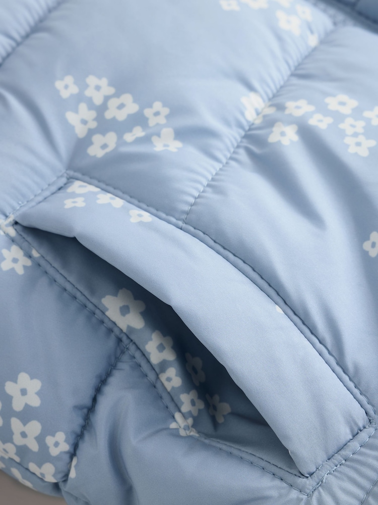 Blue Floral Shower Resistant Fleece Lined Padded Coat (3mths-7yrs) - Image 11 of 11 Blue Floral Shower Resistant Fleece Lined Padded Coat (3mths-7yrs) - Image 11 of 11