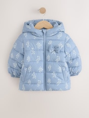 Blue Floral Shower Resistant Fleece Lined Padded Coat (3mths-7yrs) - Image 6 of 11