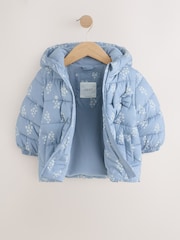 Blue Floral Shower Resistant Fleece Lined Padded Coat (3mths-7yrs) - Image 7 of 11