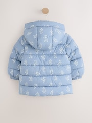Blue Floral Shower Resistant Fleece Lined Padded Coat (3mths-7yrs) - Image 8 of 11