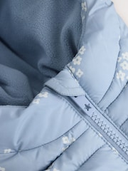 Blue Floral Shower Resistant Fleece Lined Padded Coat (3mths-7yrs) - Image 9 of 11