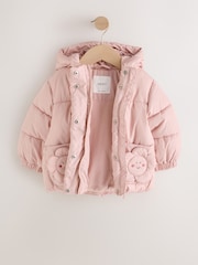 Light Pink 3D Flowers Shower Resistant Padded Coat (3mths-7yrs) - Image 6 of 9