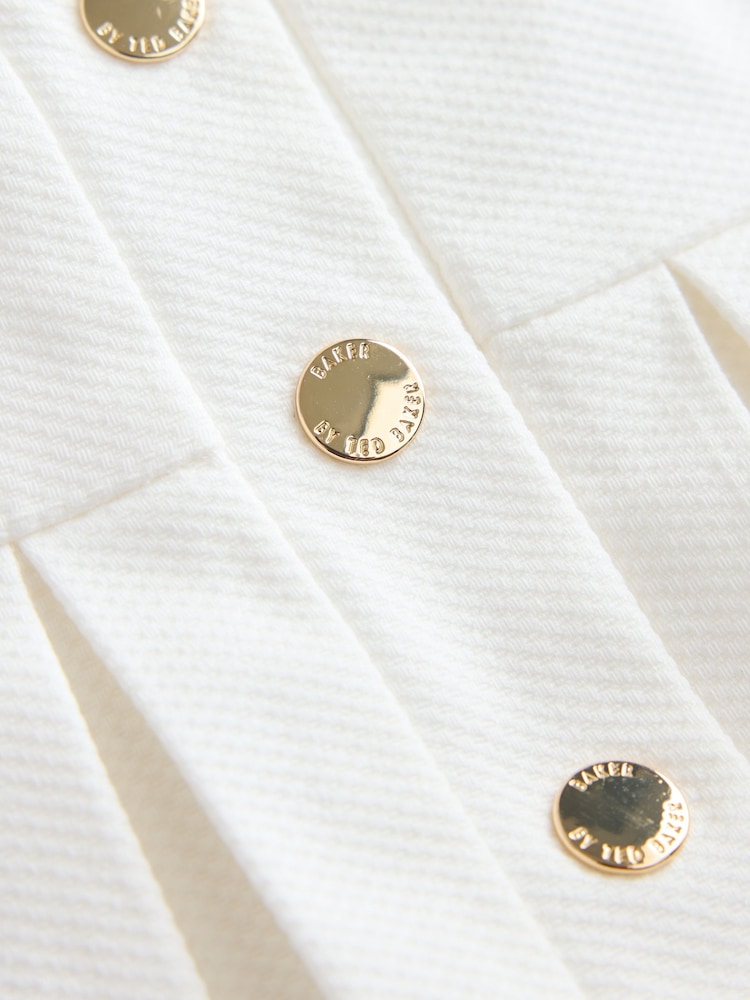 ted baker white and gold dress Buy by Baker Cream Pique Pleated Woven Bow Detail from Next USA Web Collection: Scarf Detail