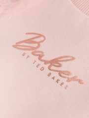 Baker by Ted Baker Pink Lace Trim Sweat Top & Joggers Set 2 Piece - Image 10 of 11