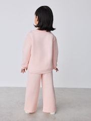 Baker by Ted Baker Pink Lace Trim Sweat Top & Joggers Set 2 Piece - Image 2 of 11