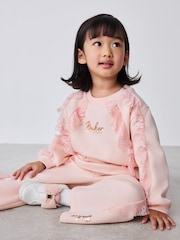 Baker by Ted Baker Pink Lace Trim Sweat Top & Joggers Set 2 Piece - Image 3 of 11