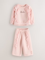 Baker by Ted Baker Pink Lace Trim Sweat Top & Joggers Set 2 Piece - Image 5 of 11