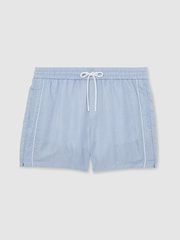 Sart blå - Reiss Breeze Piped Drawstring Swim Shorts - Billede 2 af 7