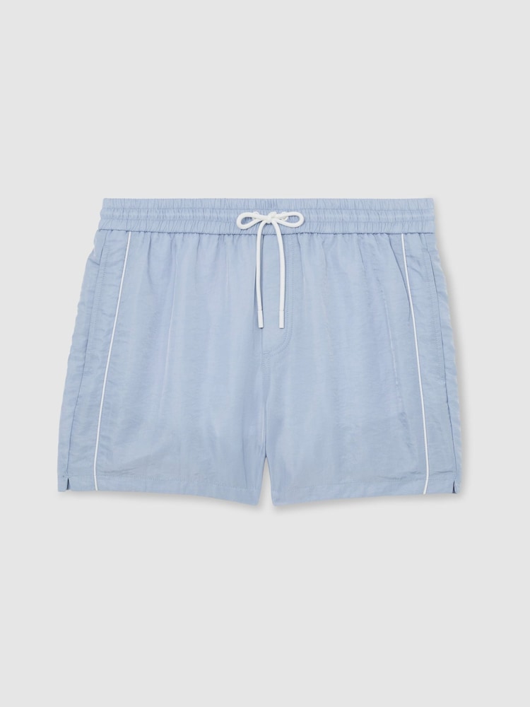 Sart blå - Reiss Breeze Piped Drawstring Swim Shorts - Billede 2 af 7
