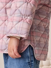 Pink Check Shower Resistant Frill Collar Quilted Jacket (3mths-7yrs) - Image 4 of 9