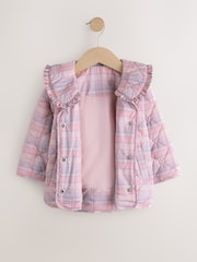 Pink Check Shower Resistant Frill Collar Quilted Jacket (3mths-7yrs) - Image 6 of 9