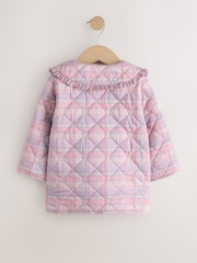 Pink Check Shower Resistant Frill Collar Quilted Jacket (3mths-7yrs) - Image 7 of 9