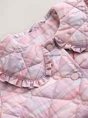 Pink Check Shower Resistant Frill Collar Quilted Jacket (3mths-7yrs) - Image 8 of 9