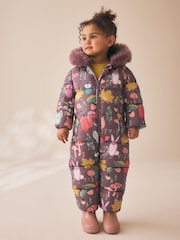 Purple Woodland Animal - Bedruckter, spritzwasserfester Schneeanzug (3M.–7J.) - Bild 1 von 8