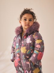 Purple Woodland Animal - Bedruckter, spritzwasserfester Schneeanzug (3M.–7J.) - Bild 2 von 8
