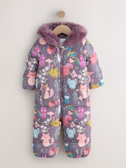 Purple Woodland Animal - Bedruckter, spritzwasserfester Schneeanzug (3M.–7J.) - Bild 5 von 8
