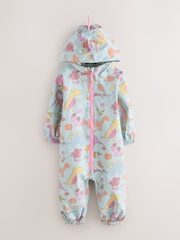 Blue 3D Dino Waterproof Printed Puddlesuit (3mths-7yrs) - Image 1 of 6