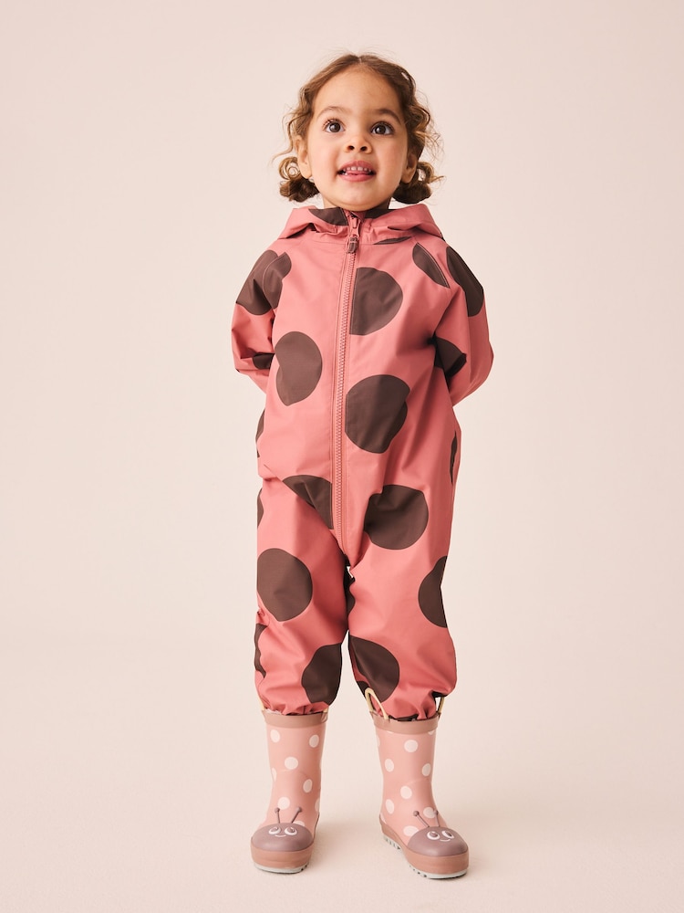 Red Ladybird Waterproof Printed Puddlesuit (3mths-7yrs) (3mths-7yrs) - Image 1 of 4 Red Ladybird Waterproof Printed Puddlesuit (3mths-7yrs) (3mths-7yrs) - Image 1 of 4