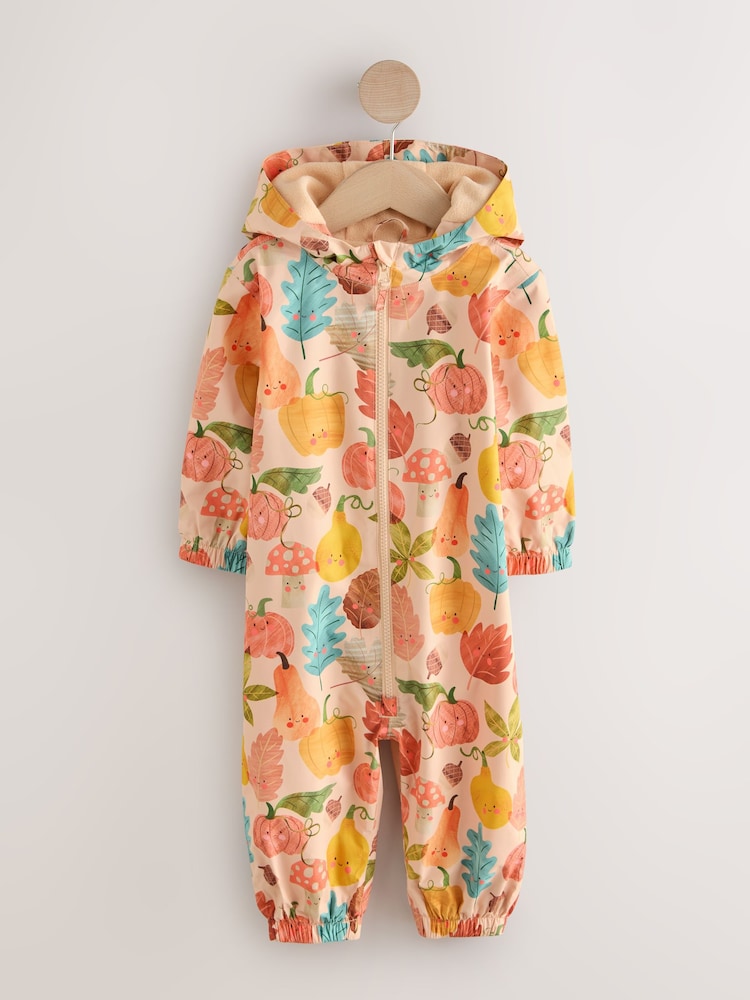 Orange Pumpkin Waterproof Printed Puddlesuit (3mths-7yrs) (3mths-7yrs) - Image 1 of 5
