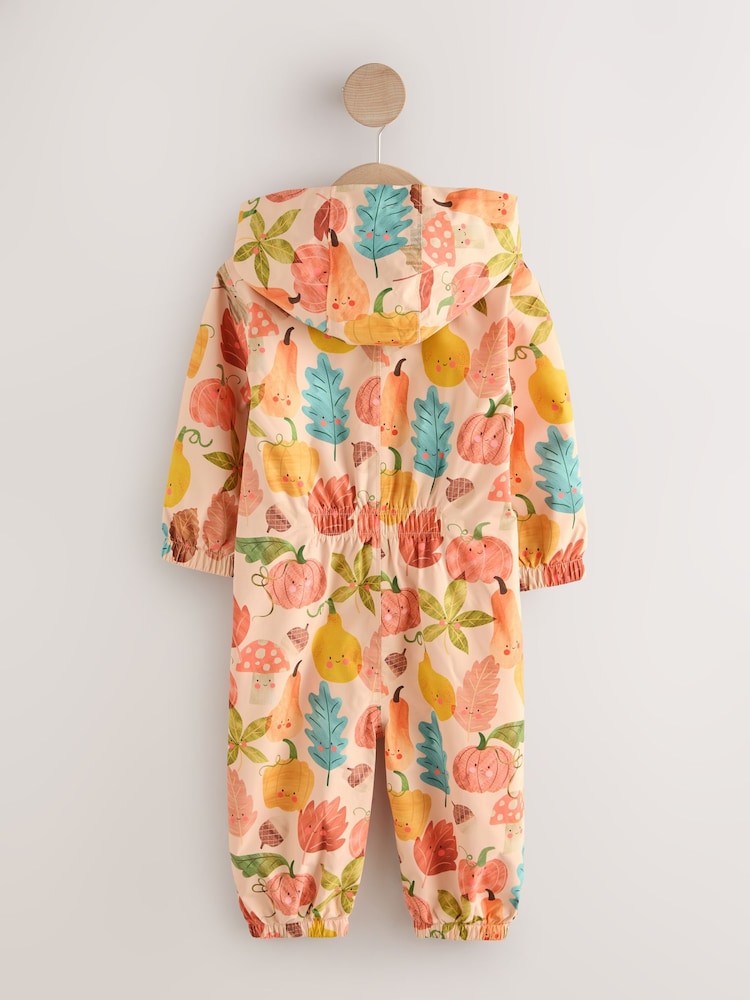 Orange Pumpkin Waterproof Printed Puddlesuit (3mths-7yrs) (3mths-7yrs) - Image 2 of 5