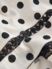 Cream/Black Spot Shirred Midi Skirt - Image 7 of 8