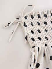 Cream/Black Spot Shirred Midi Skirt - Image 8 of 8