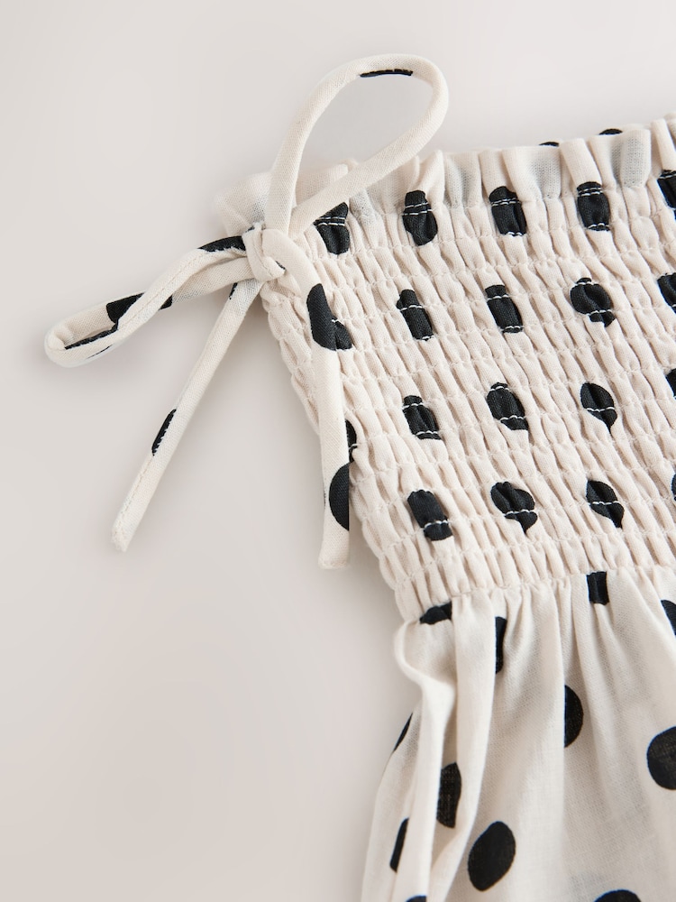 Cream/Black Spot Shirred Midi Skirt - Image 8 of 8