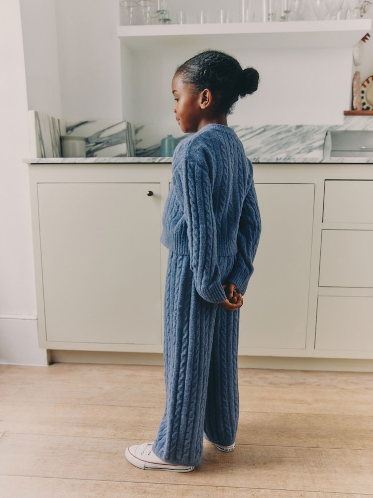Blue Cable Cardigan & Trousers Set (3-16yrs) - Image 2 of 6 Blue Cable Cardigan & Trousers Set (3-16yrs) - Image 2 of 6