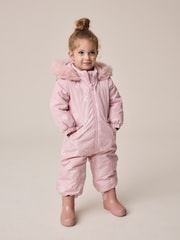 Pink Floral Waterproof Printed Snowsuit (3mths-7yrs) - Image 1 of 9