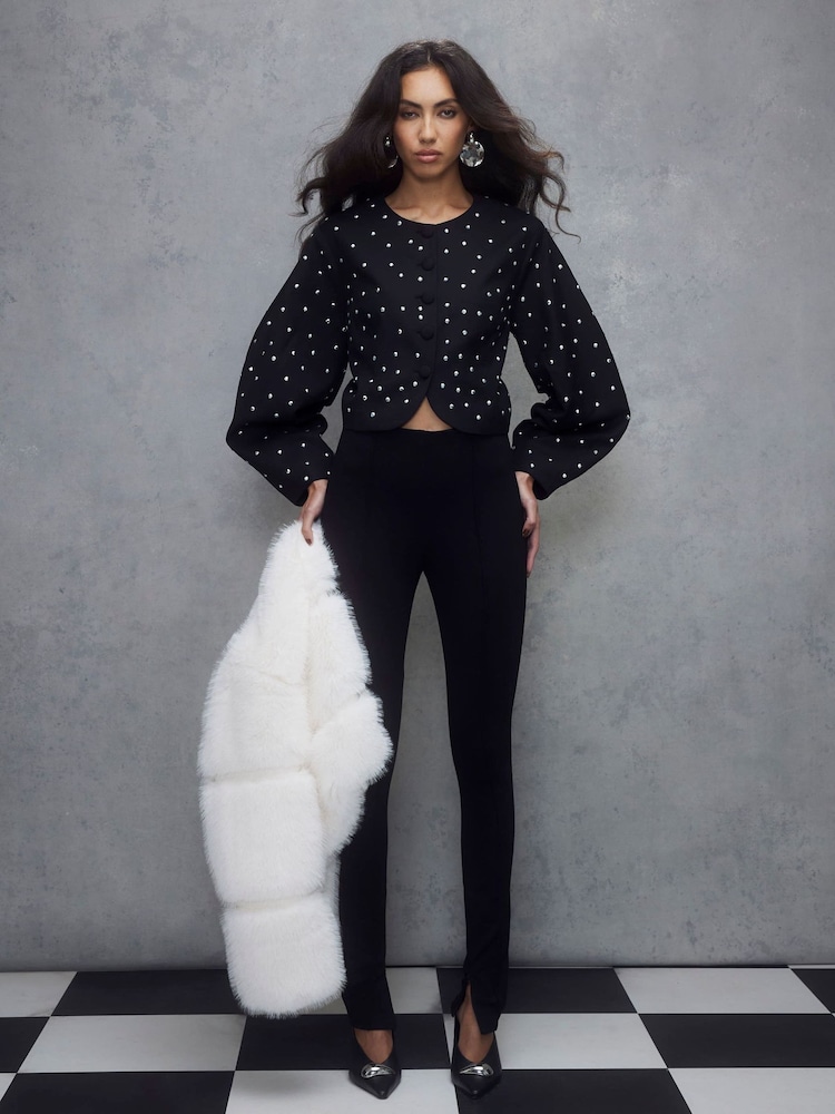 River Island Black Cocoon Sleeve Studded Jacket - Image 2 of 4 River Island Black Cocoon Sleeve Studded Jacket - Image 2 of 4