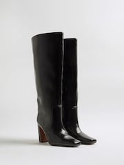 River Island Black Faux Leather High Leg Boot - Image 3 of 6